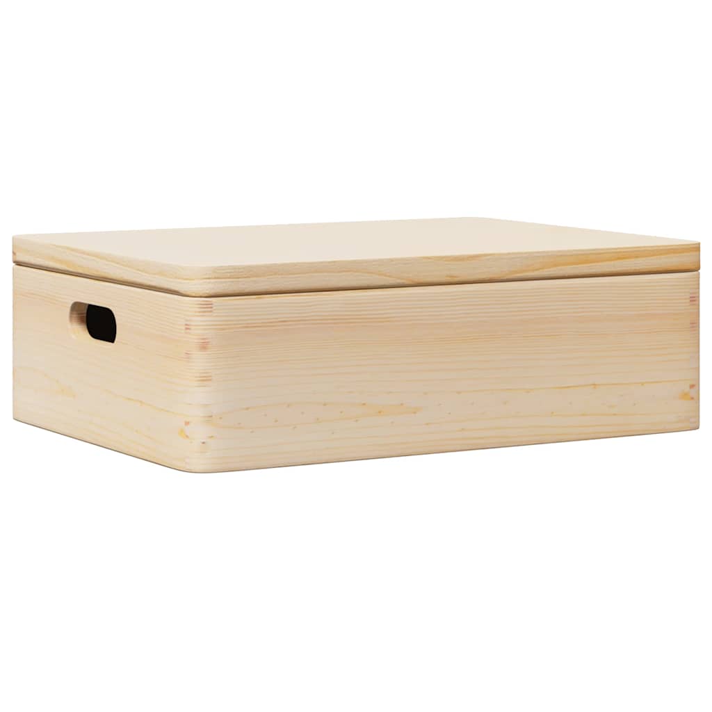 Wooden Box With Lid And Handles Solid Wood Pine