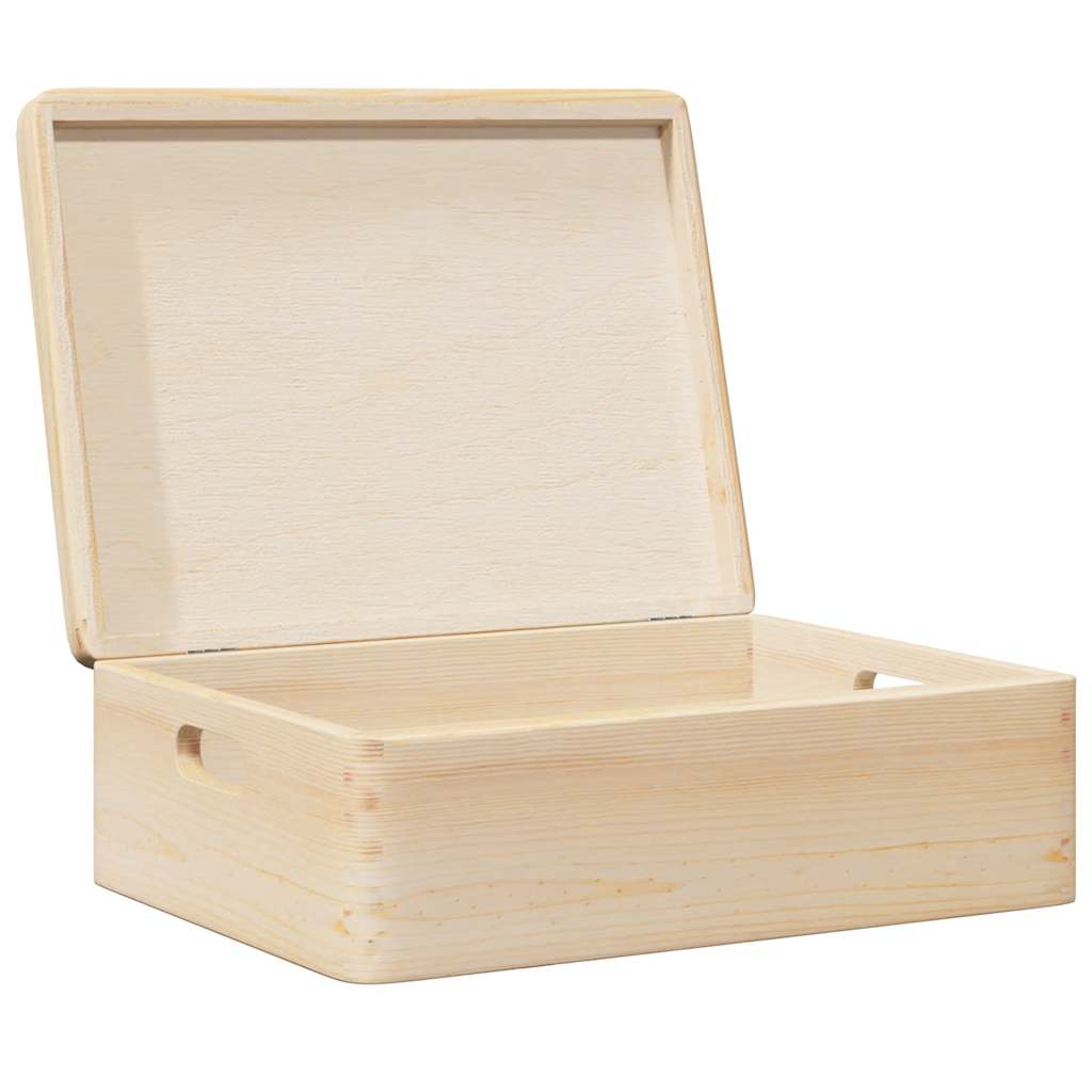 Wooden Box With Lid And Handles Solid Wood Pine