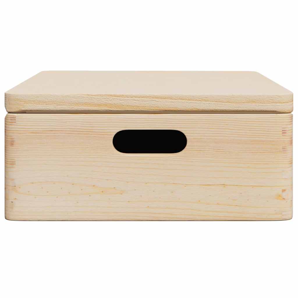Wooden Box With Lid And Handles Solid Wood Pine