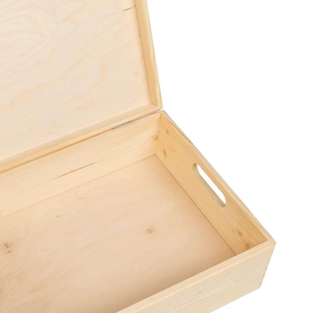 Wooden Box With Lid And Handles Solid Wood Pine