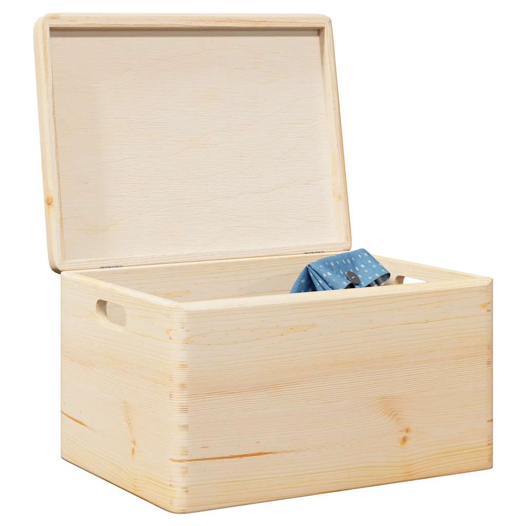 Wooden Box With Lid And Handles Solid Wood Pine