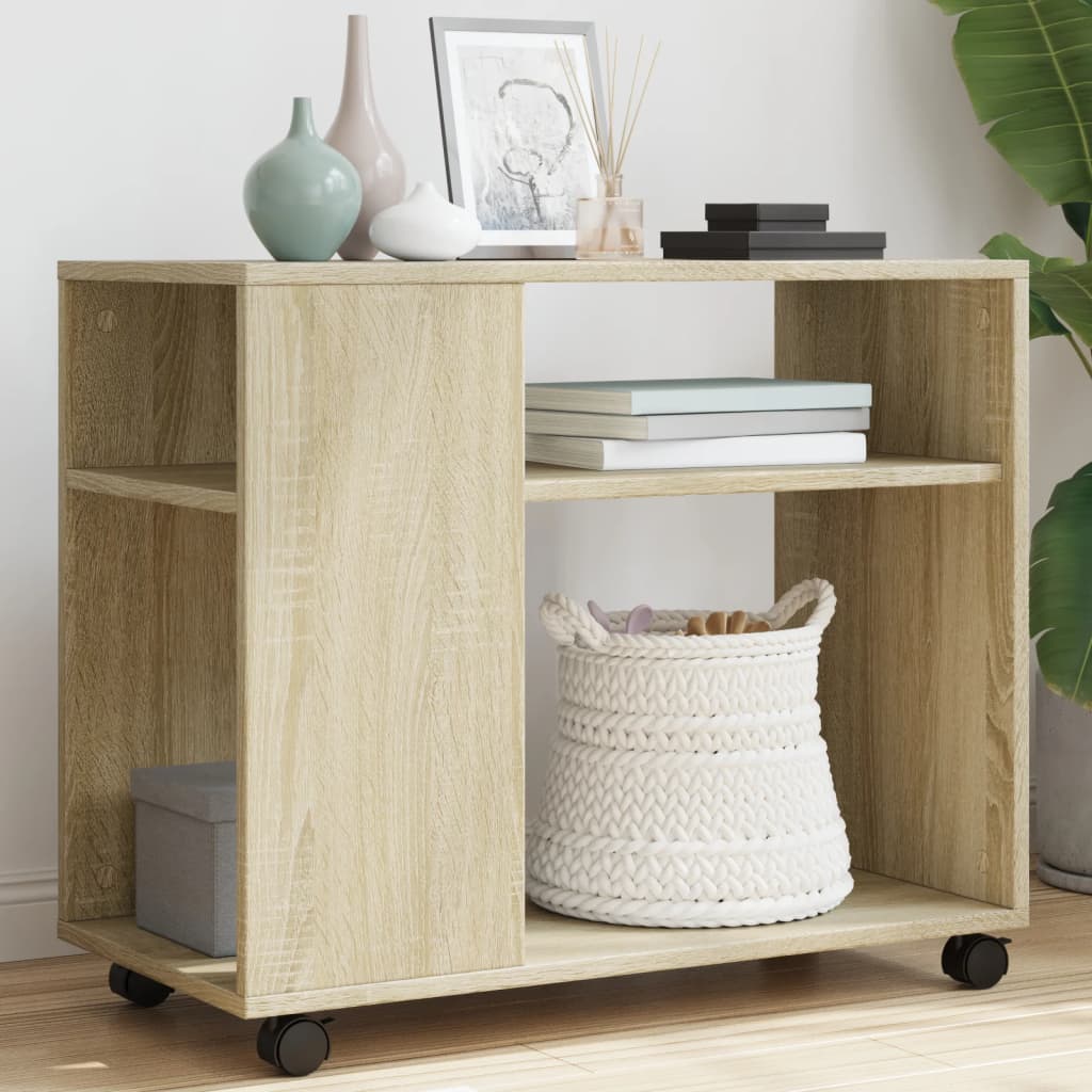 Side Table With Wheels 70X35X60 Cm Engineered Wood