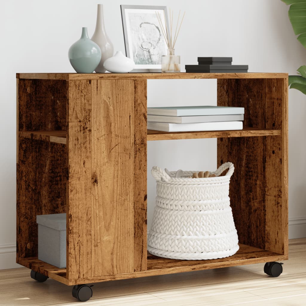 Side Table With Wheels 70X35X60 Cm Engineered Wood