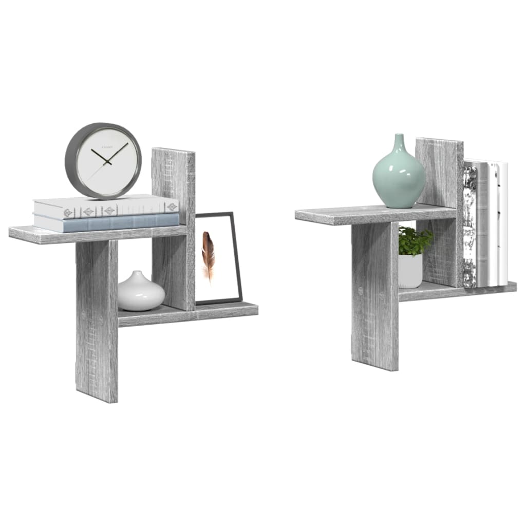 Wall Shelves 2 Pcs Engineered Wood