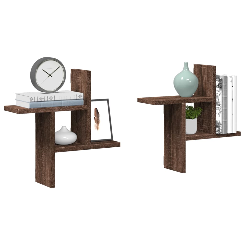 Wall Shelves 2 Pcs Engineered Wood