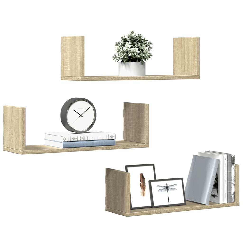 Wall Shelves 3 Pcs Engineered Wood
