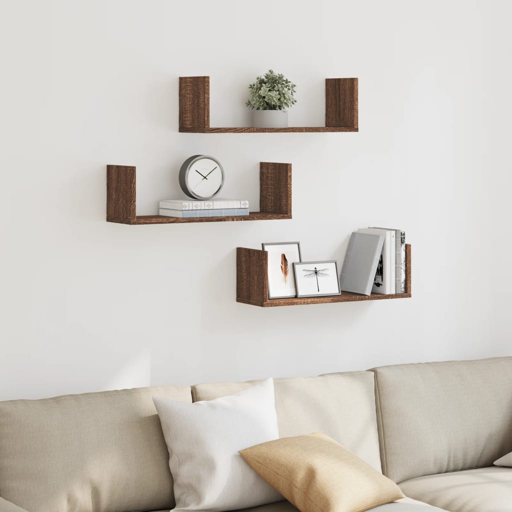 Wall Shelves 3 Pcs Engineered Wood