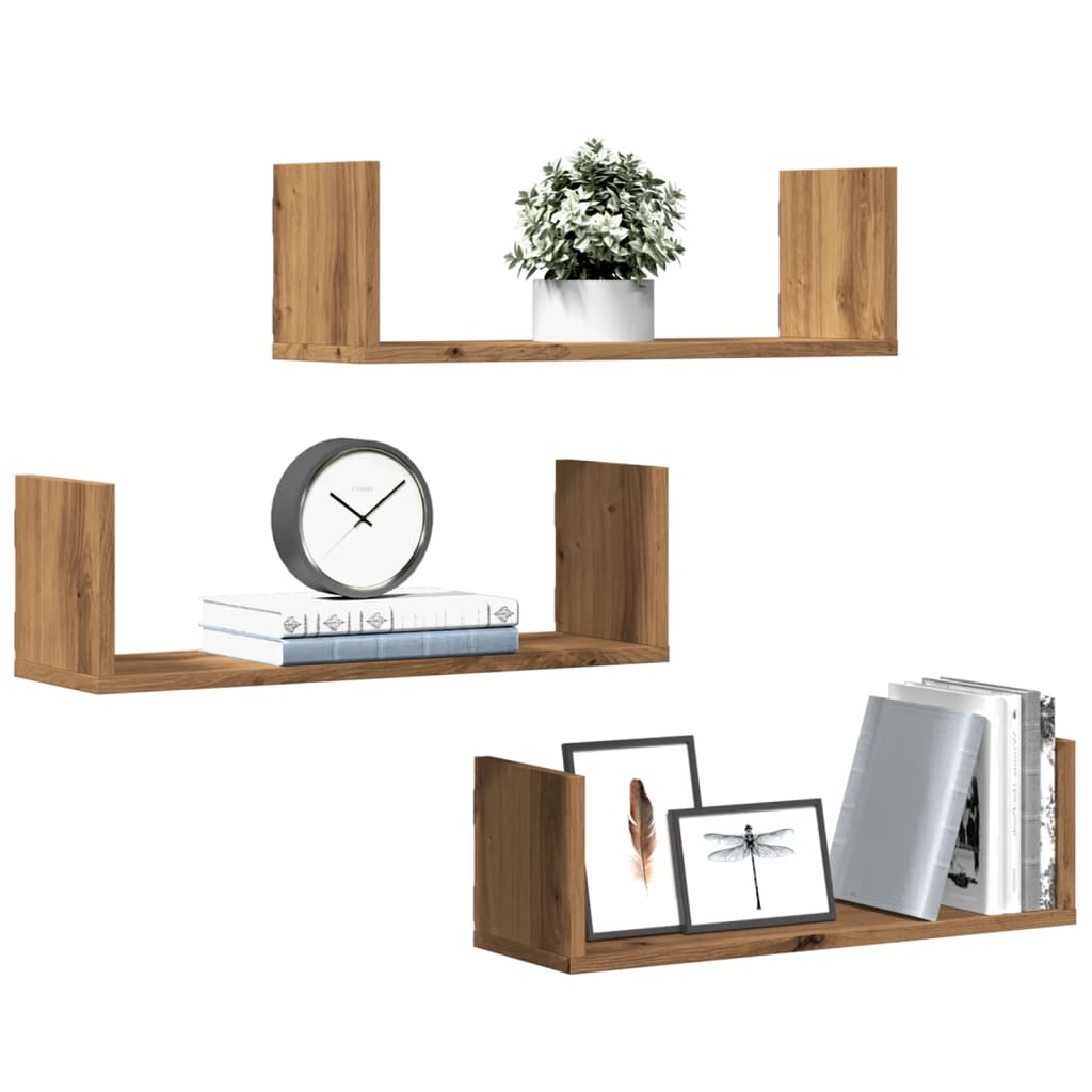 Wall Shelves 3 Pcs Engineered Wood