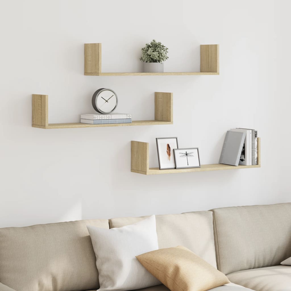 Wall Shelves 3 Pcs Engineered Wood