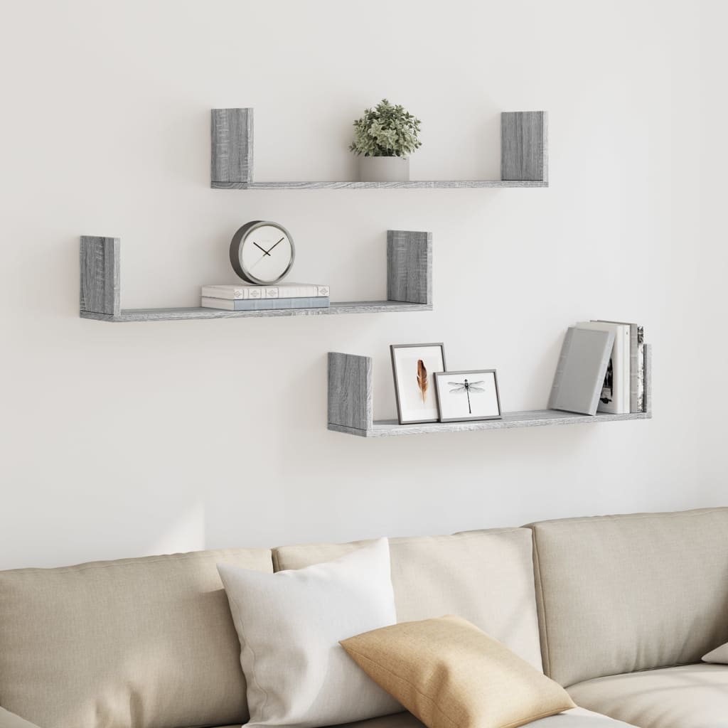 Wall Shelves 3 Pcs Engineered Wood