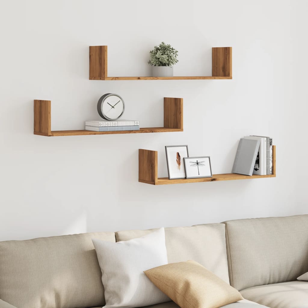 Wall Shelves 3 Pcs Engineered Wood