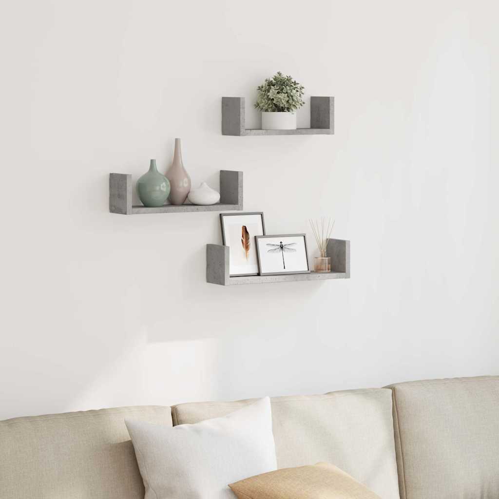 Wall Display Shelves 3 Pcs Engineered Wood