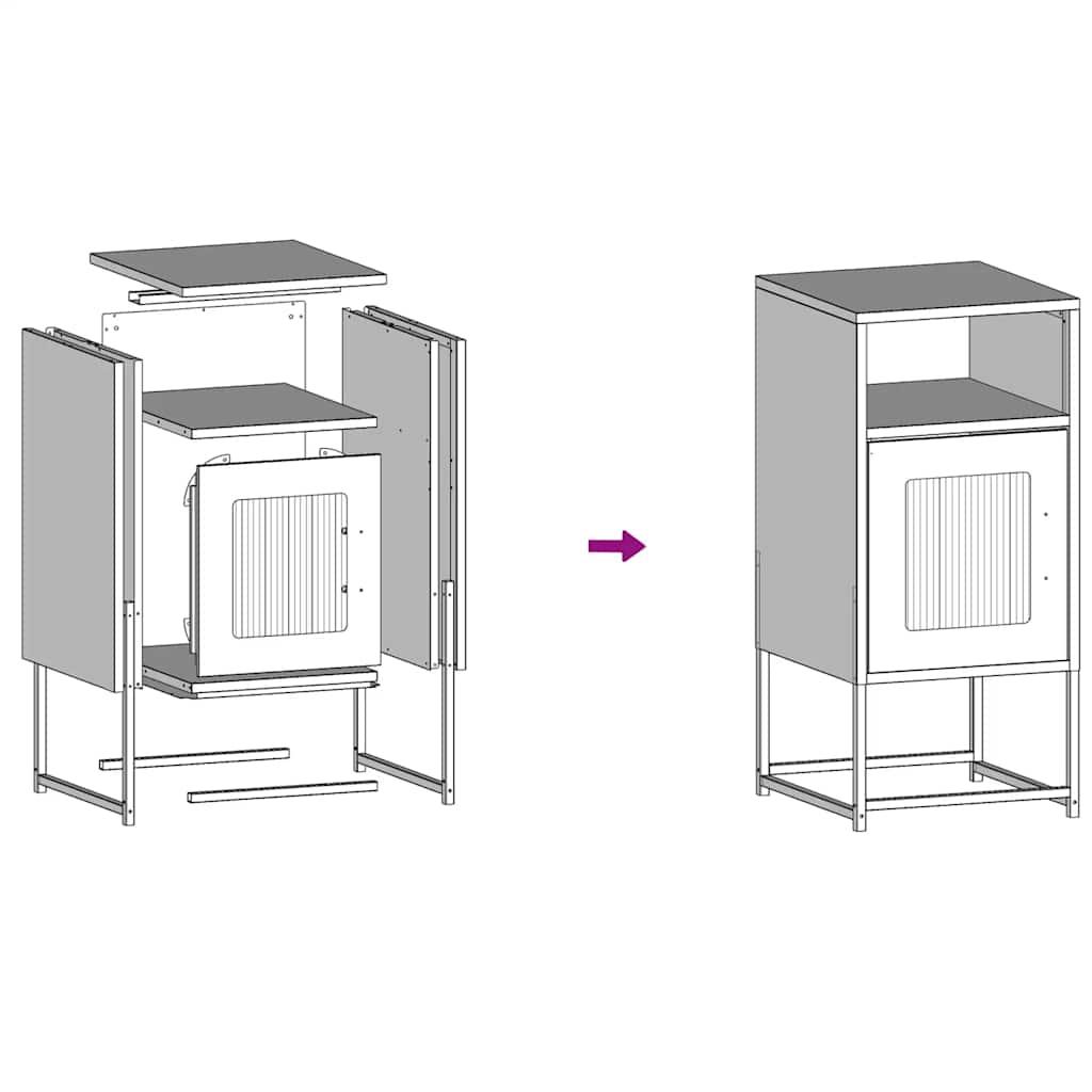 Bedside Cabinet 36X39X78 Cm Cold-Rolled Steel