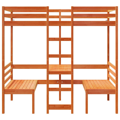 Loft Bed Frame With Desk And Chairs 90X200Cm Solid Wood Pine