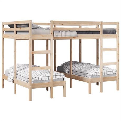 Triple Bunk Bed Frame Solid Wood Pine