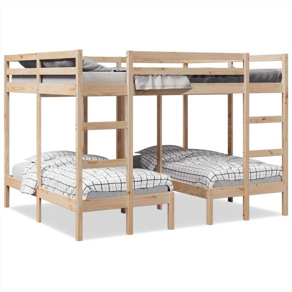 Triple Bunk Bed Frame Solid Wood Pine