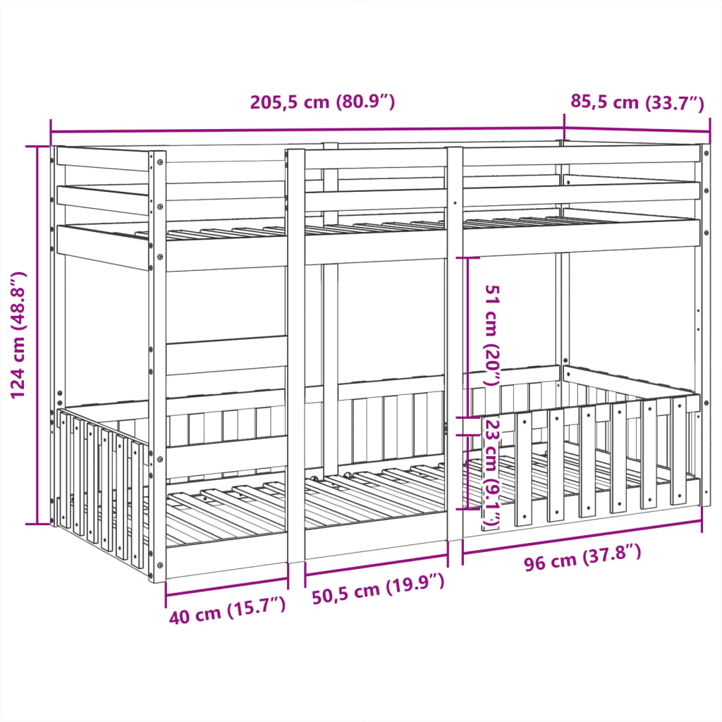 Bunk Bed Solid Wood Pine