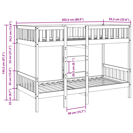 Bunk Bed Solid Wood Pine