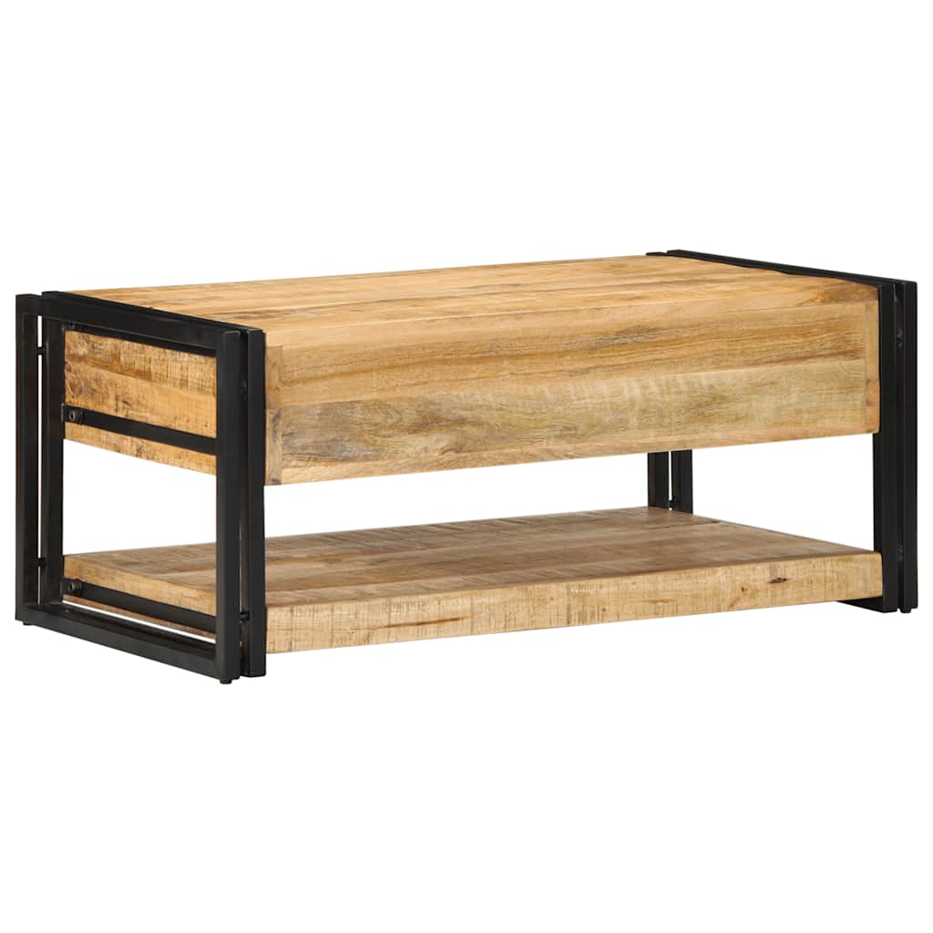 Coffee Table 90X50X38 Cm Solid Rough Wood Mango