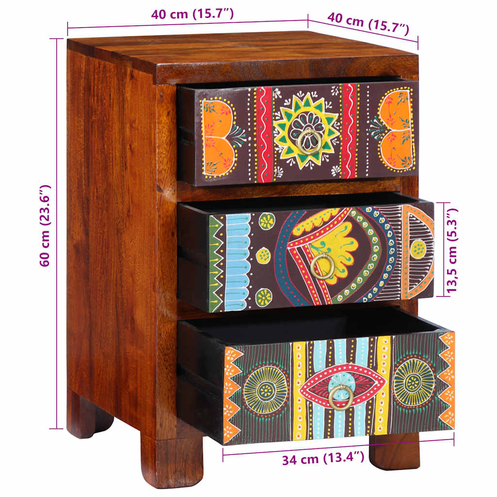 Bedside Cabinet 40X40X60 Cm Solid Wood Acacia