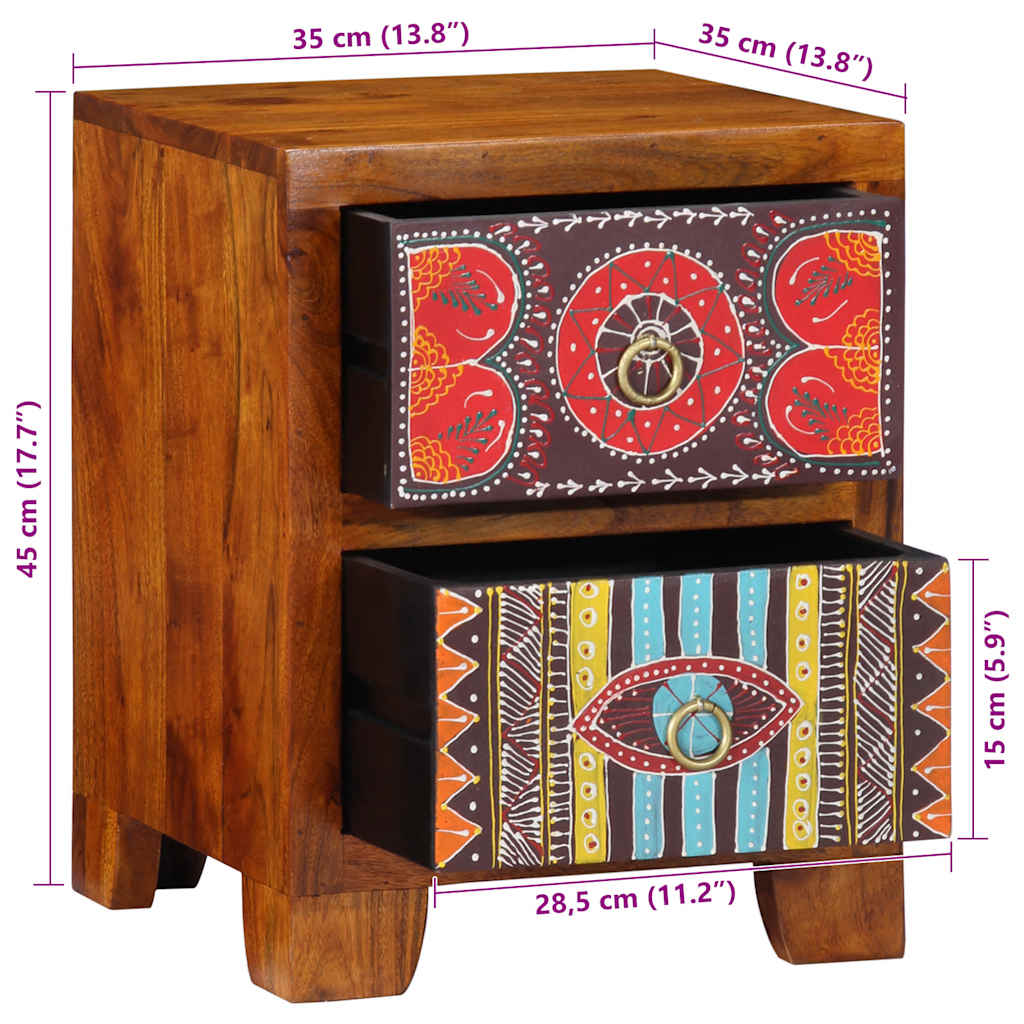 Bedside Cabinet 2 Pcs 35X35X45 Cm Solid Wood Acacia