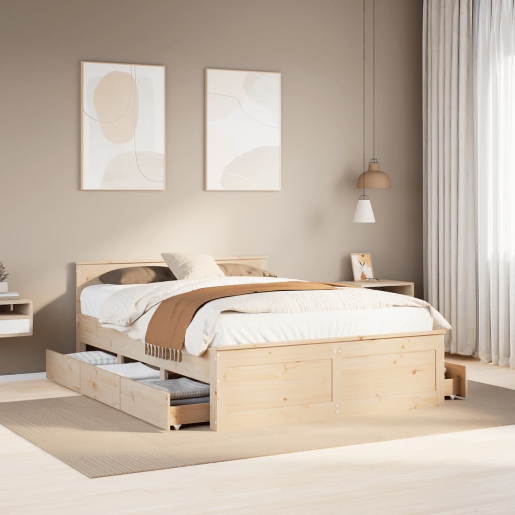 Bed Frame Without Mattress With Headboard Small Single Solid Wood Pine