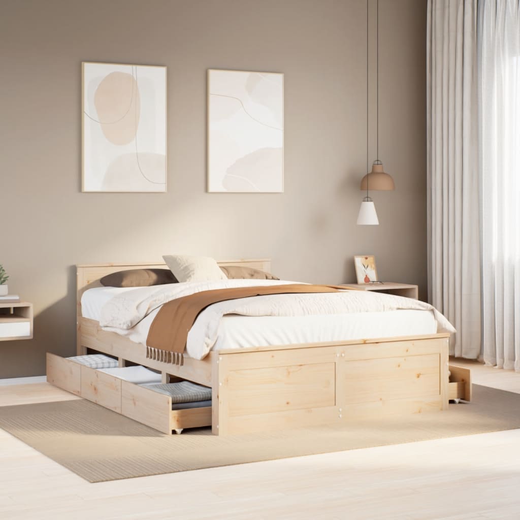 Bed Frame Without Mattress With Headboard Small Single Solid Wood Pine