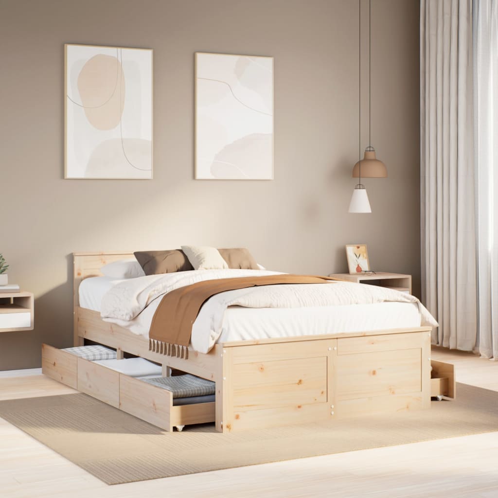 Bed Frame Without Mattress With Headboard Small Single Solid Wood Pine