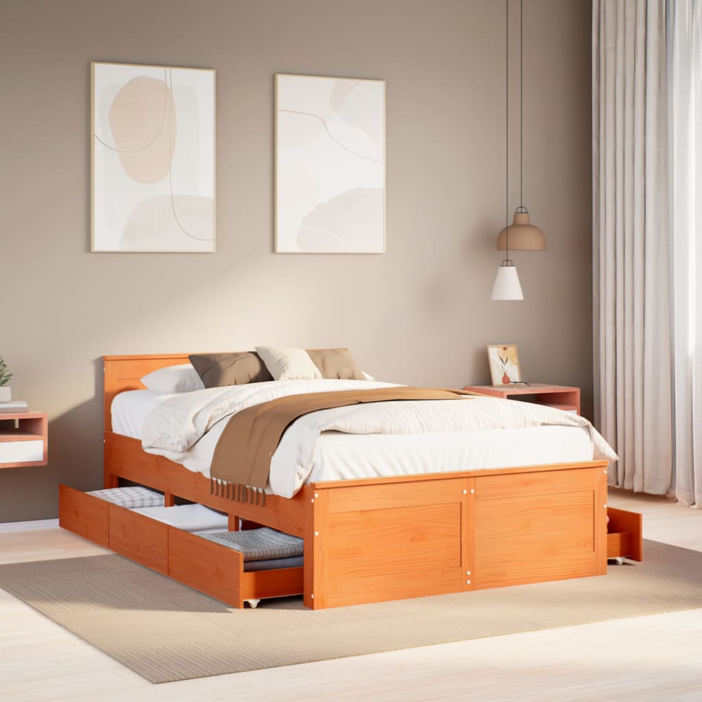 Bed Frame Without Mattress With Headboard Small Single Solid Wood Pine