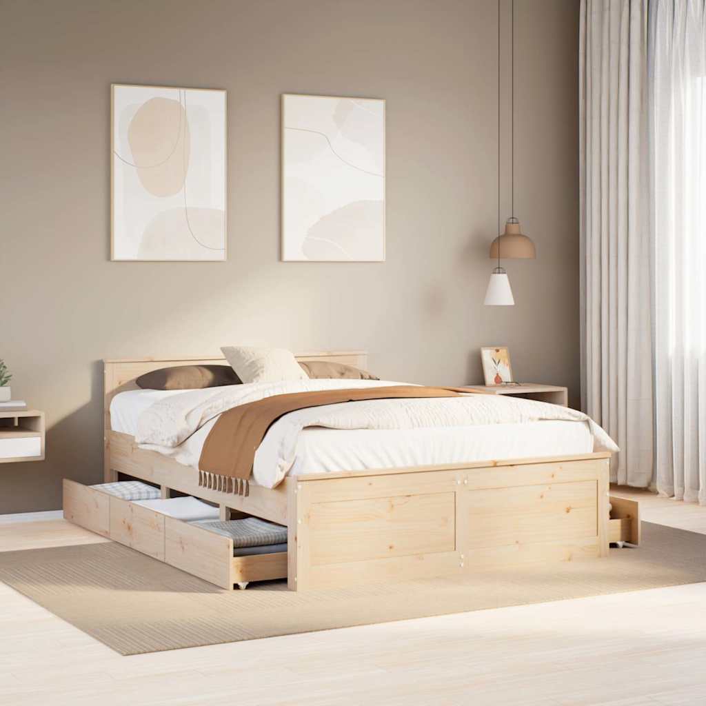Bed Frame Without Mattress With Headboard Small Single Solid Wood Pine