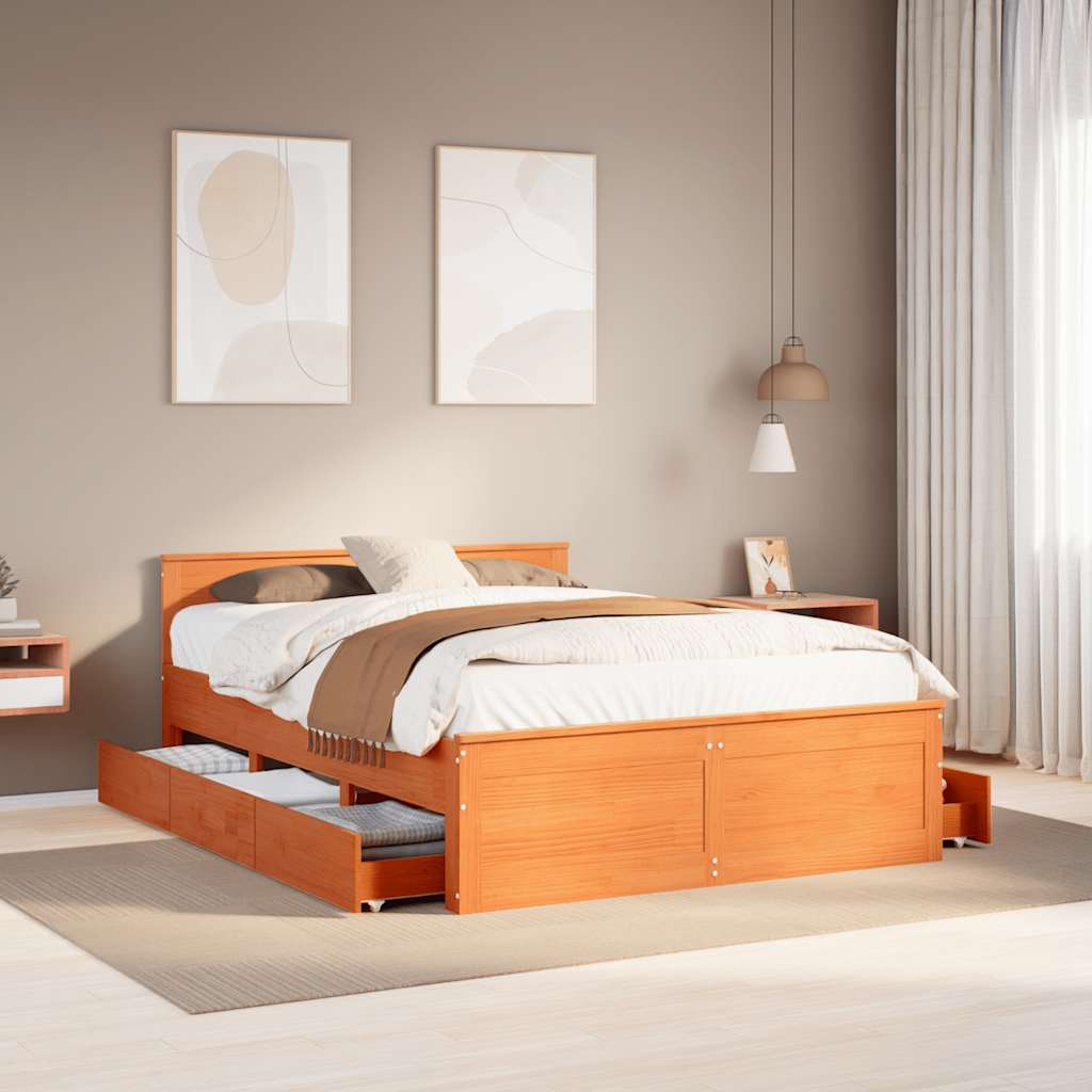 Bed Frame Without Mattress With Headboard Small Single Solid Wood Pine