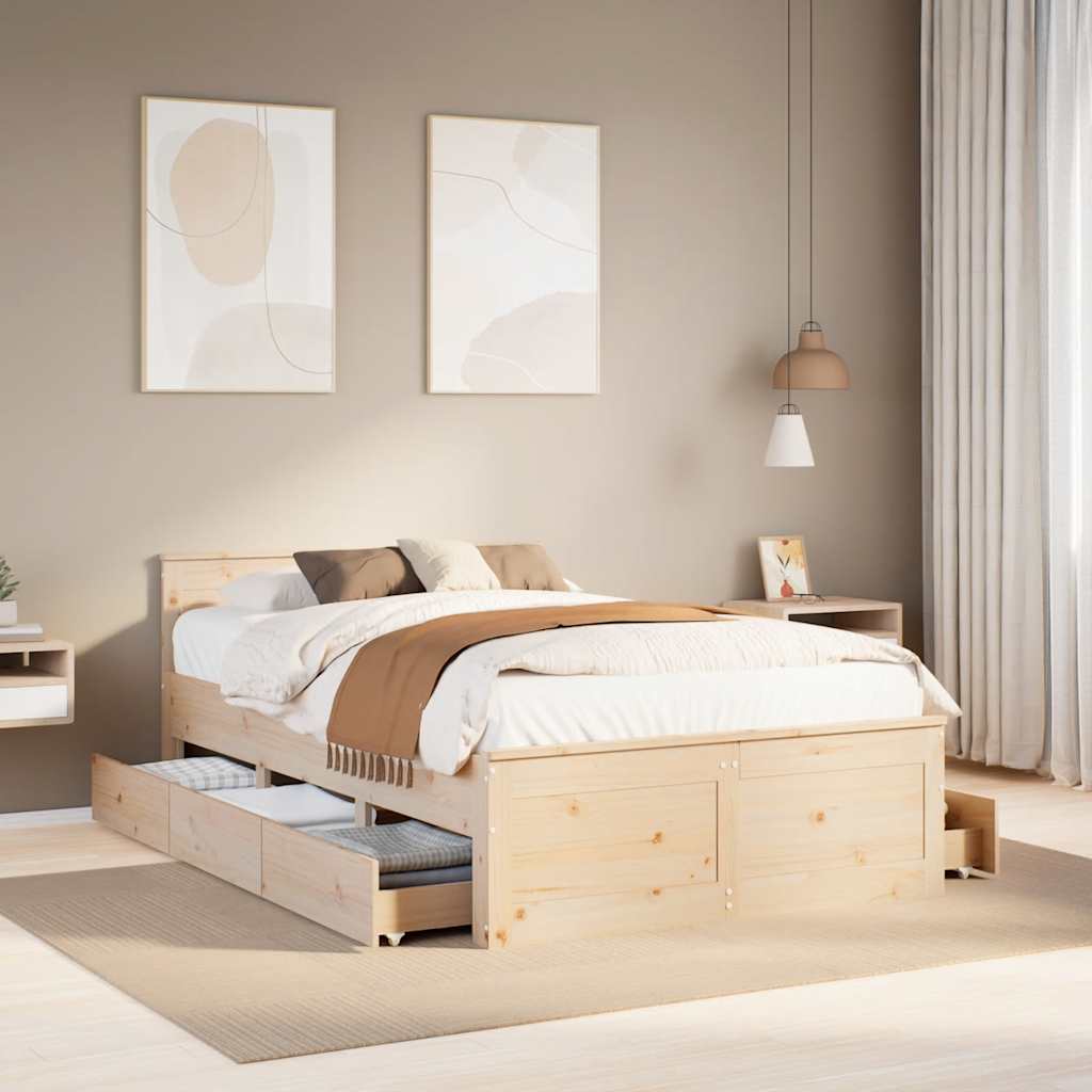 Bed Frame Without Mattress With Headboard Small Single Solid Wood Pine