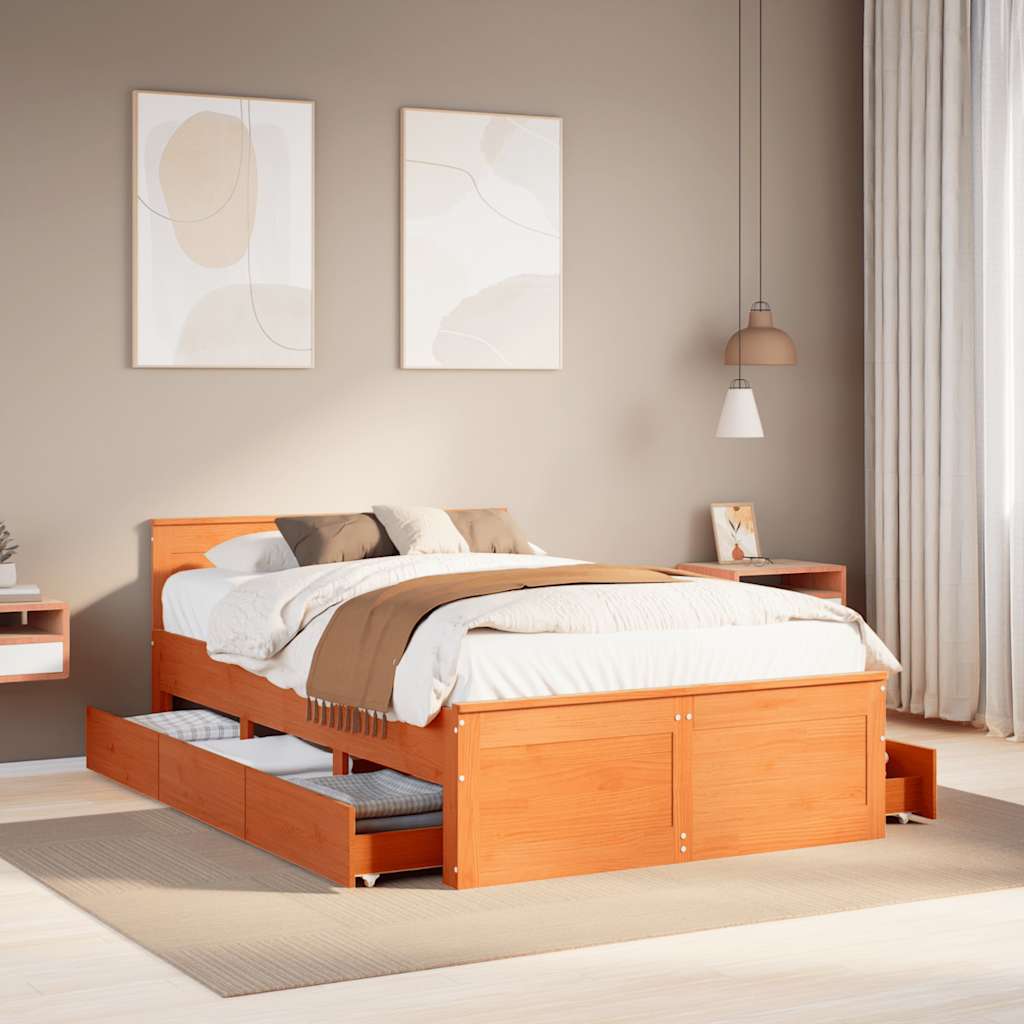 Bed Frame Without Mattress With Headboard Small Single Solid Wood Pine