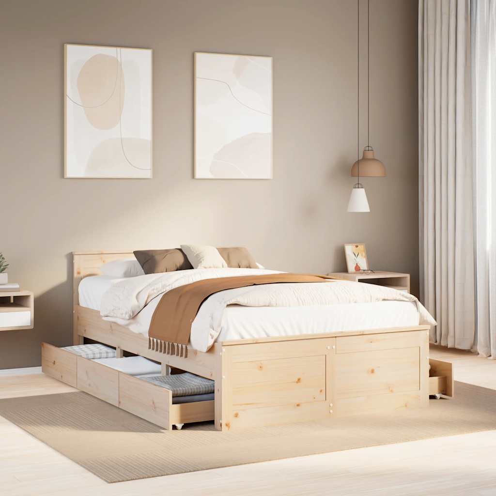 Bed Frame Without Mattress With Headboard Small Single Solid Wood Pine