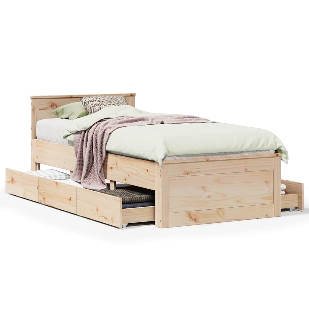 Bed Frame Without Mattress With Headboard Small Single Solid Wood Pine