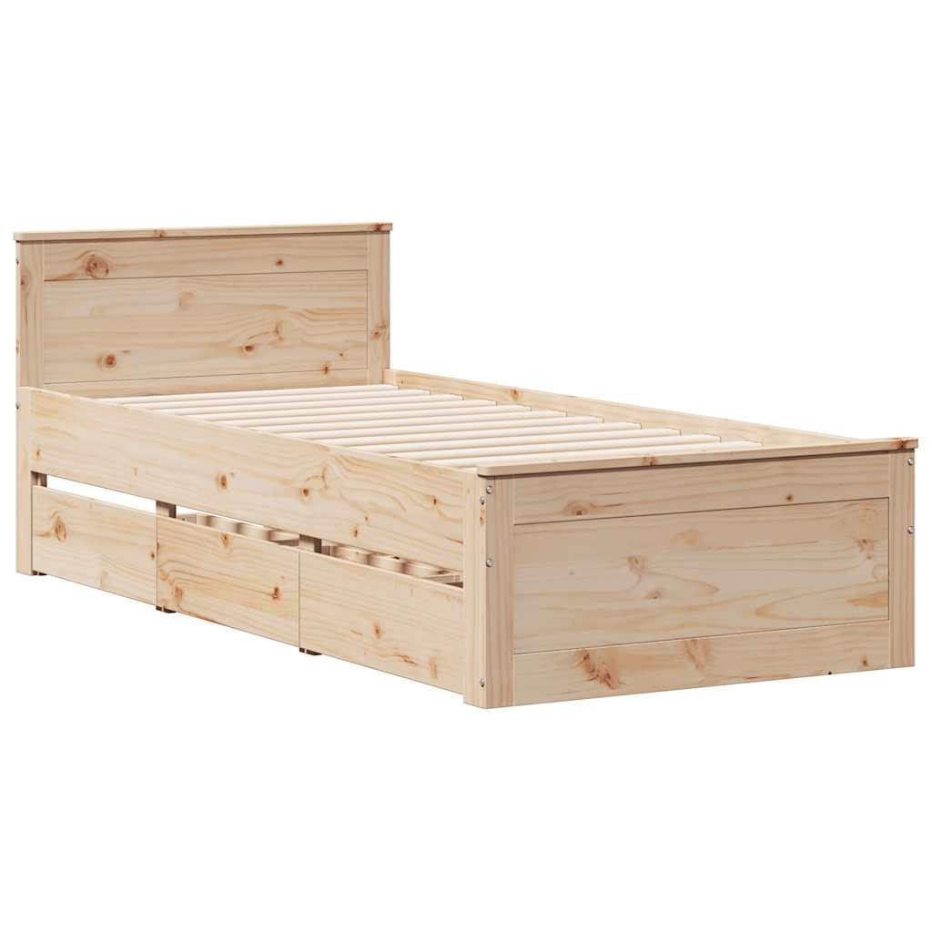 Bed Frame Without Mattress With Headboard Small Single Solid Wood Pine