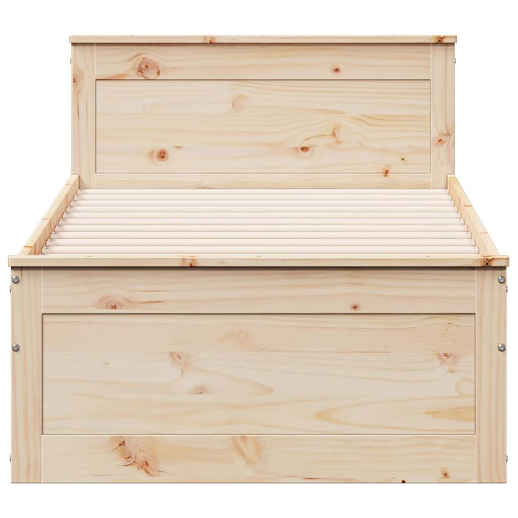 Bed Frame Without Mattress With Headboard Small Single Solid Wood Pine