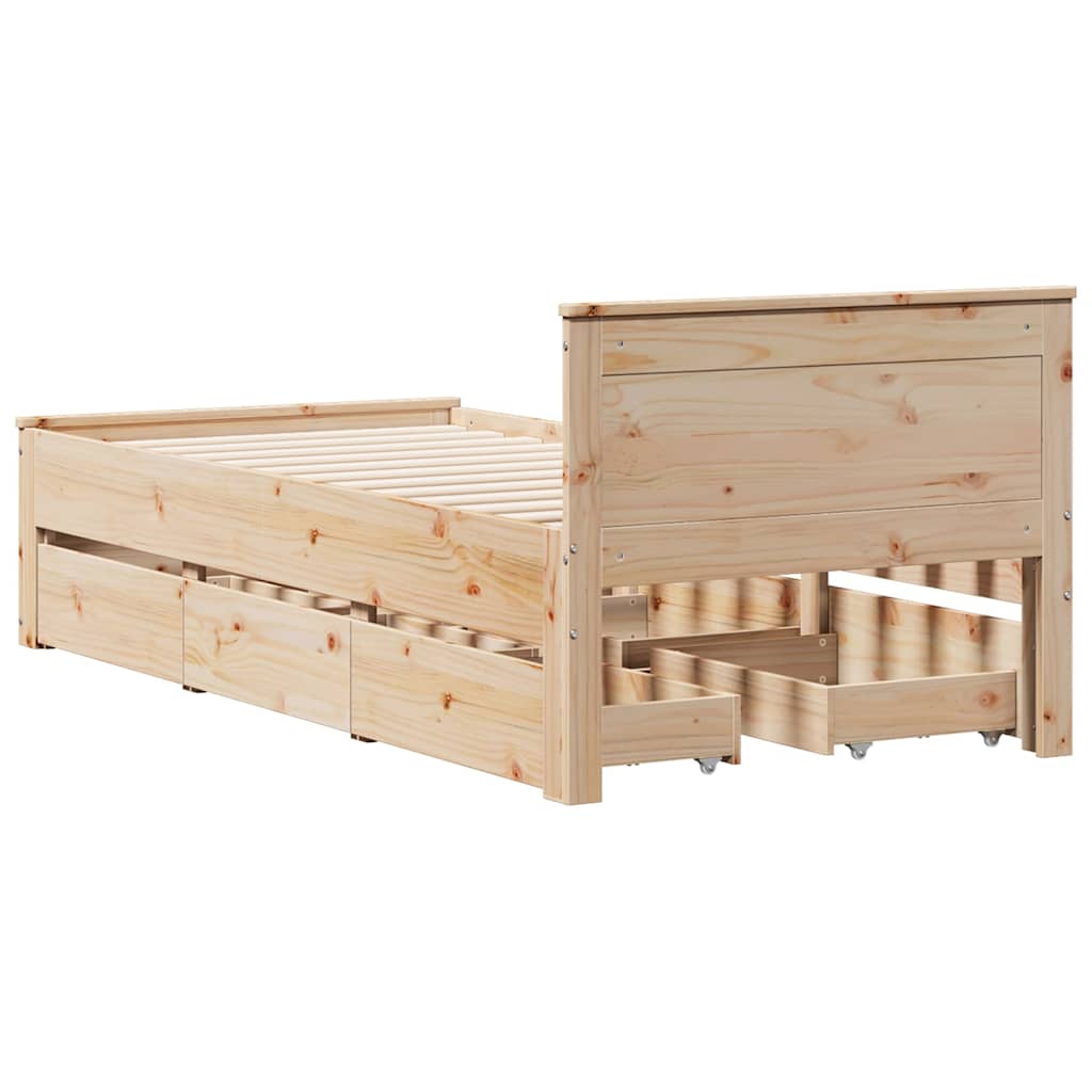 Bed Frame Without Mattress With Headboard Small Single Solid Wood Pine