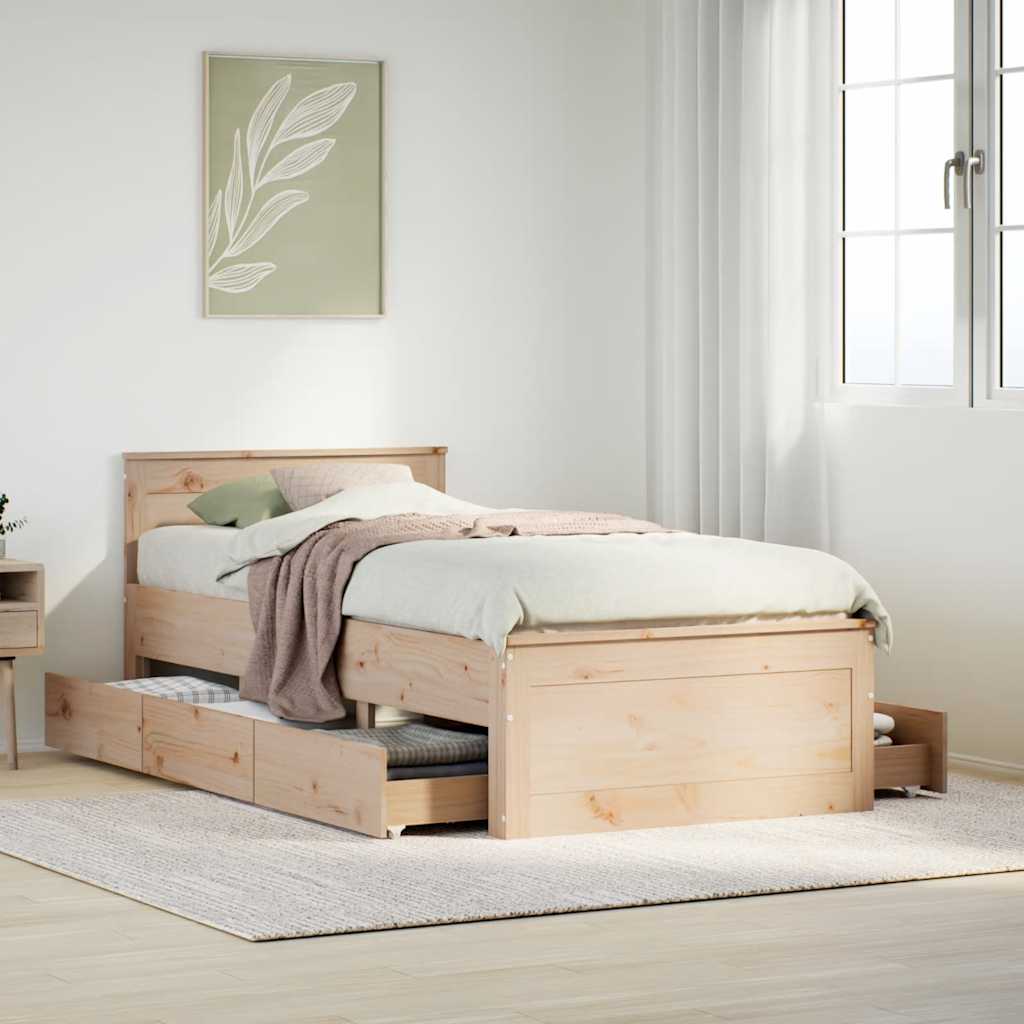 Bed Frame Without Mattress With Headboard Small Single Solid Wood Pine