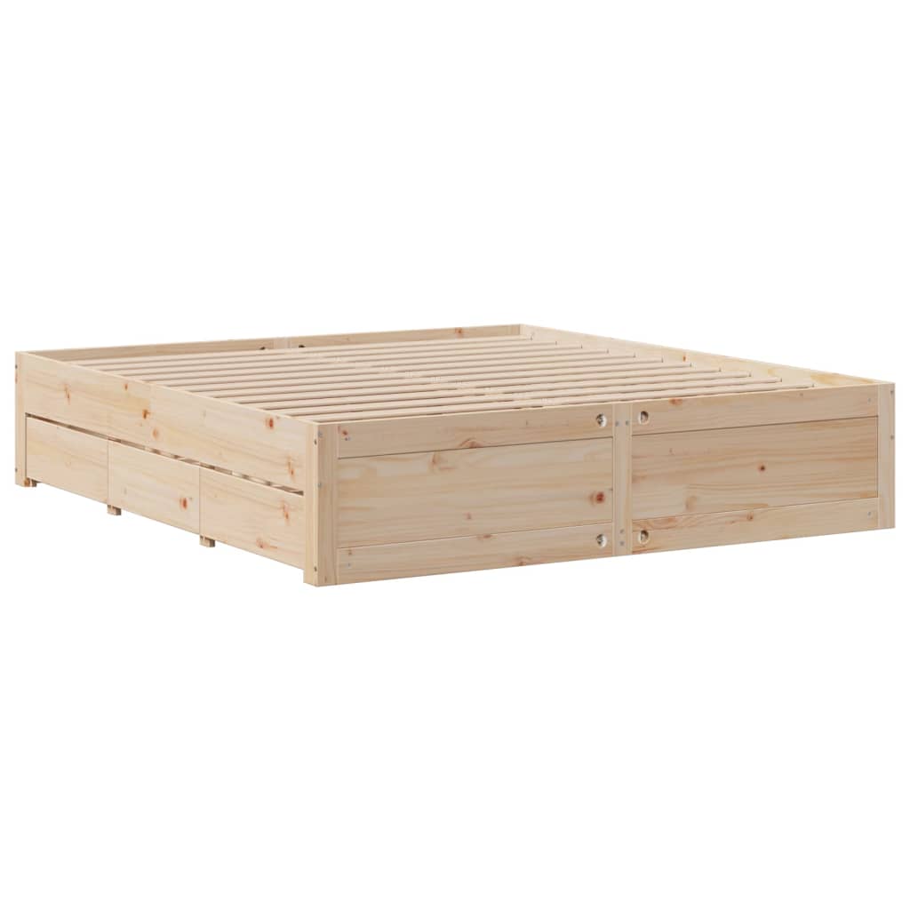 Bed Frame Without Mattress With Drawers Super King Solid Wood Pine