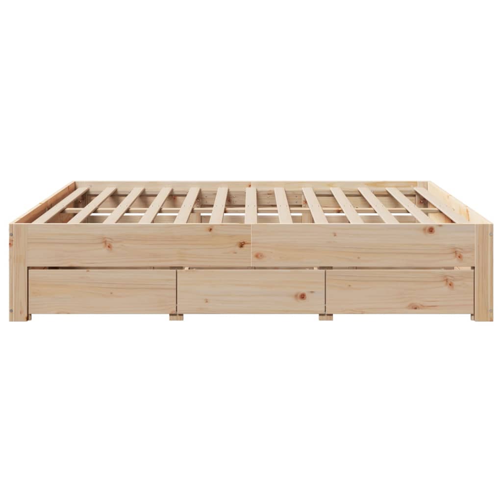 Bed Frame Without Mattress With Drawers Super King Solid Wood Pine