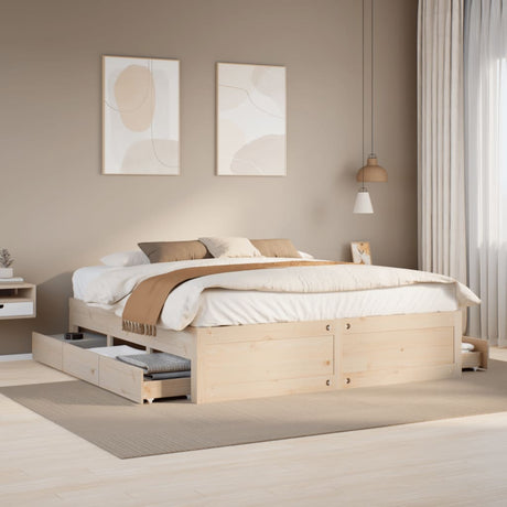 Bed Frame Without Mattress With Drawers Super King Solid Wood Pine
