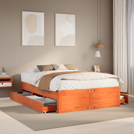 Bed Frame Without Mattress With Drawers Super King Solid Wood Pine