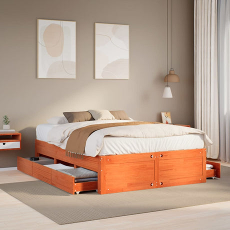 Bed Frame Without Mattress With Drawers Super King Solid Wood Pine