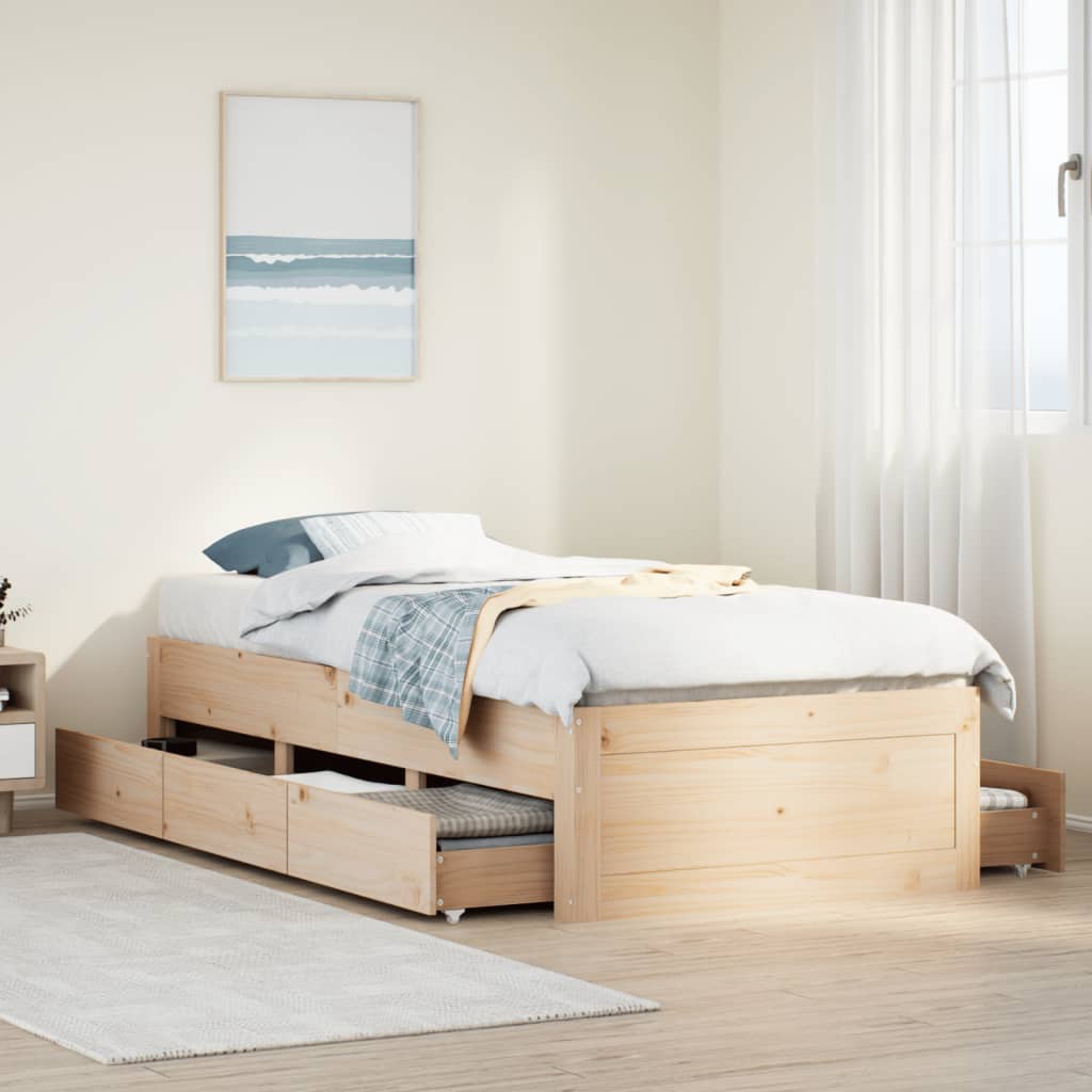 Bed Frame Without Mattress With Drawers Super King Solid Wood Pine