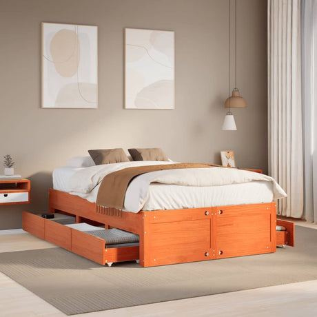Bed Frame Without Mattress With Drawers Super King Solid Wood Pine