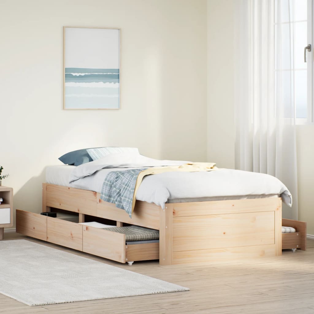 Bed Frame Without Mattress With Drawers Super King Solid Wood Pine