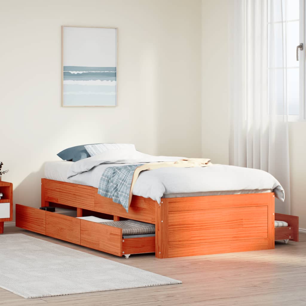 Bed Frame Without Mattress With Drawers Super King Solid Wood Pine
