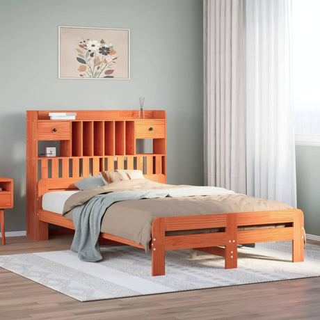 Bookcase Bed Without Mattress King Size Solid Wood Pine