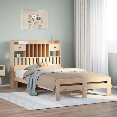 Bookcase Bed Without Mattress King Size Solid Wood Pine